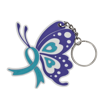 Purple & Teal Pretty Butterfly Ribbon Keychain - Erratically Eccentric Creations