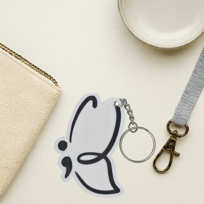 Simple Butterfly Semicolon Keychain - Erratically Eccentric Creations