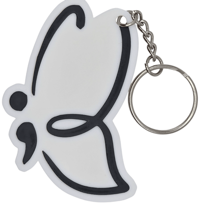 Simple Butterfly Semicolon Keychain - Erratically Eccentric Creations