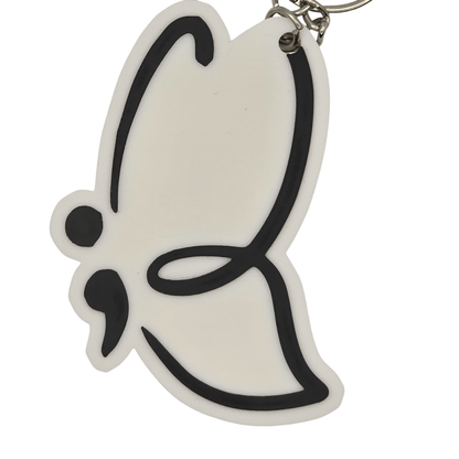 Simple Butterfly Semicolon Keychain - Erratically Eccentric Creations