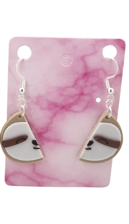 Sloth Halves Earrings - 3D Printed Earrings!