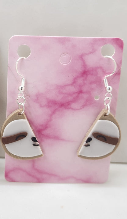 Sloth Halves Earrings - 3D Printed Earrings!