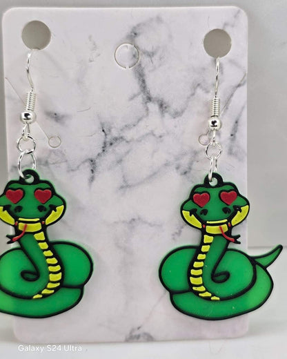 Snake with Heart Eyes Earrings - 3D Printed Earrings!