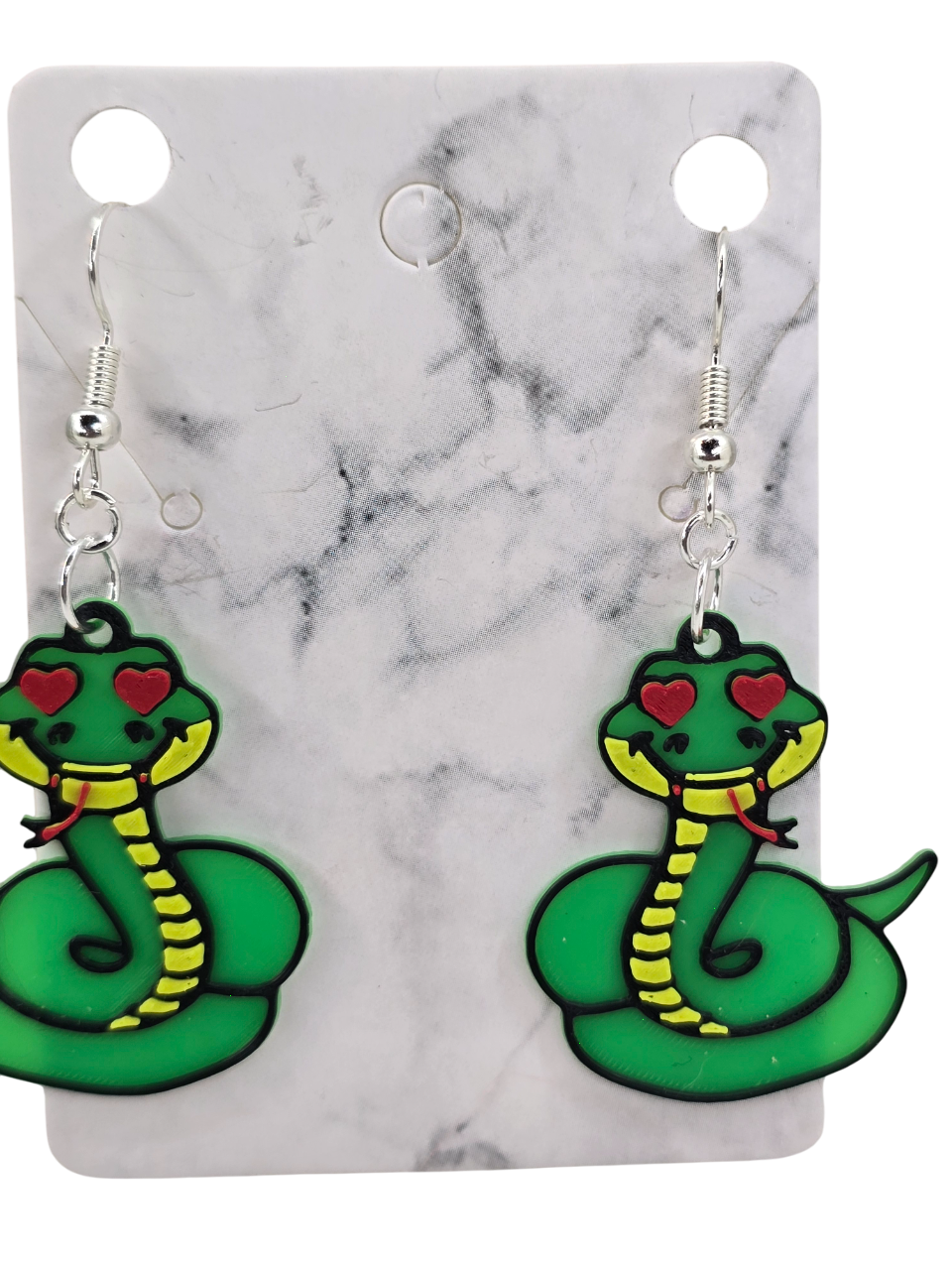 Snake with Heart Eyes Earrings - 3D Printed Earrings!