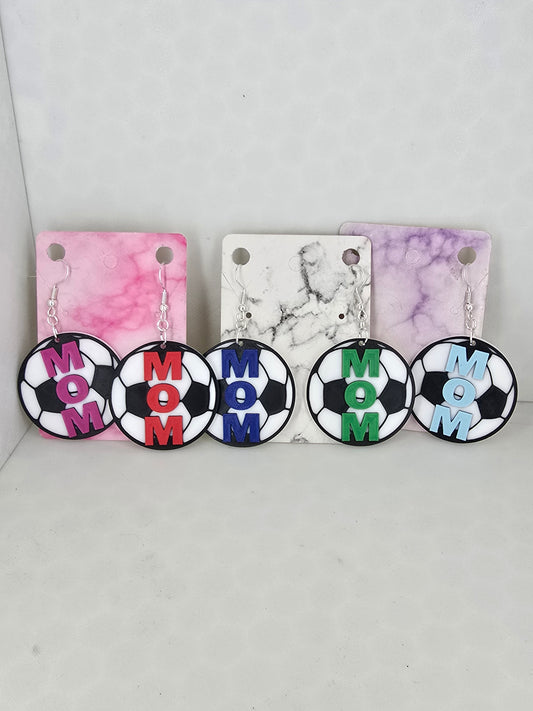Mom Soccer Ball Dangle Earrings