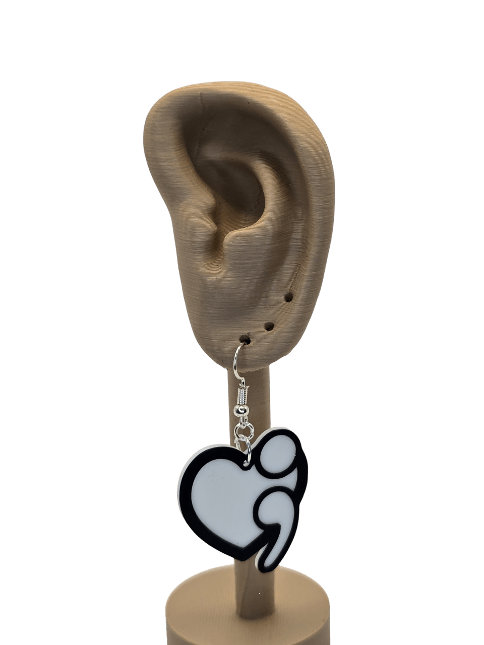 Solid Heart Semicolon Earrings - Erratically Eccentric Creations