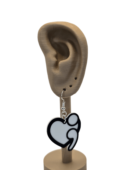 Solid Heart Semicolon Earrings - Erratically Eccentric Creations