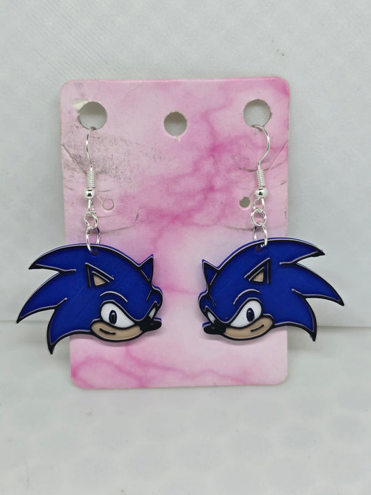 Gamer Sonic Head Earrings