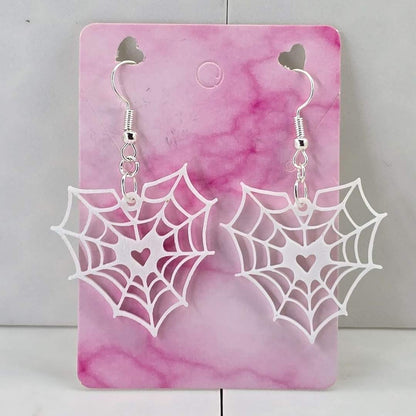 Spider Web Heart Earrings - Erratically Eccentric Creations