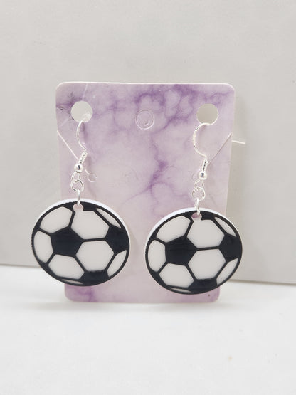 Soccer Ball Earrings – 3D Printed, Hypoallergenic & Nickel-Free