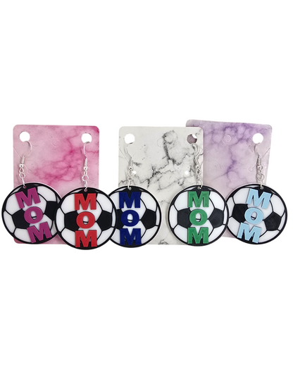 Mom Soccer Ball Dangle Earrings