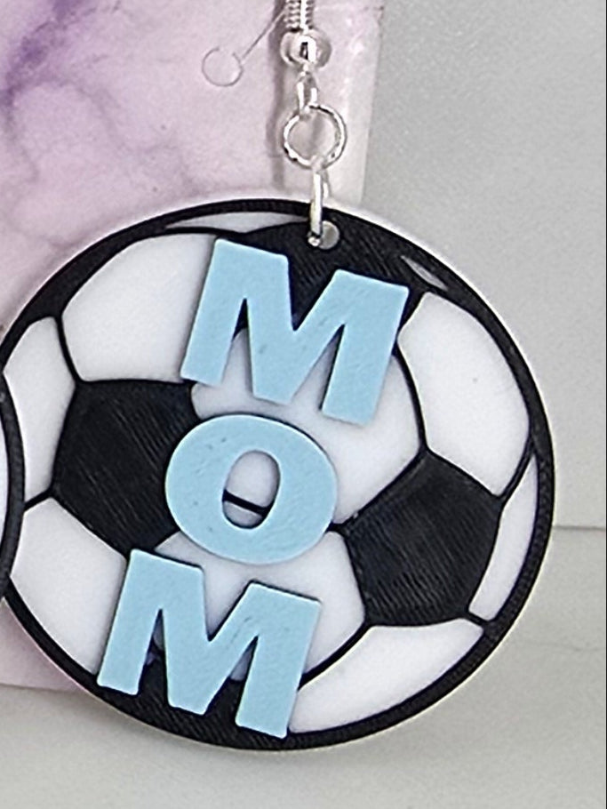 Soccer Mom Earrings - 3D printed. Multiple colors to choose from
