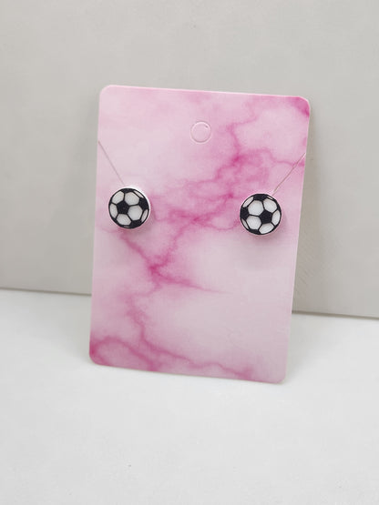 Soccer Ball Earrings – 3D Printed, Hypoallergenic & Nickel-Free