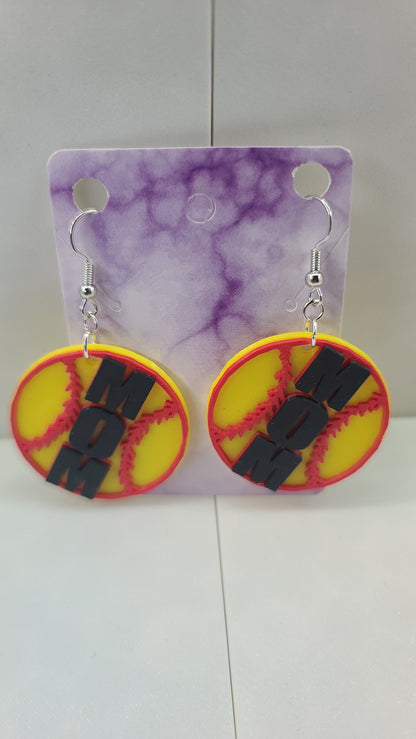 Softball Mom Earrings - 3D Printed Earrings!