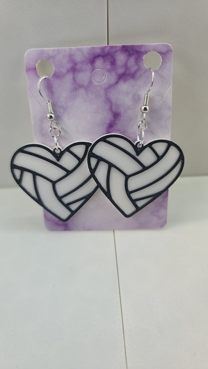 Volleyball Heart Earrings - 3D Printed Earrings!