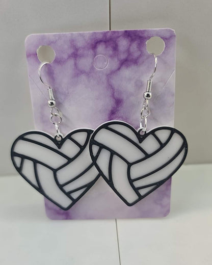 Volleyball Heart Earrings - 3D Printed Earrings!