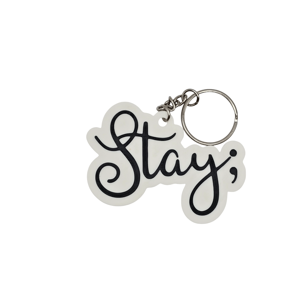 Stay Semicolon Keychain - Erratically Eccentric Creations