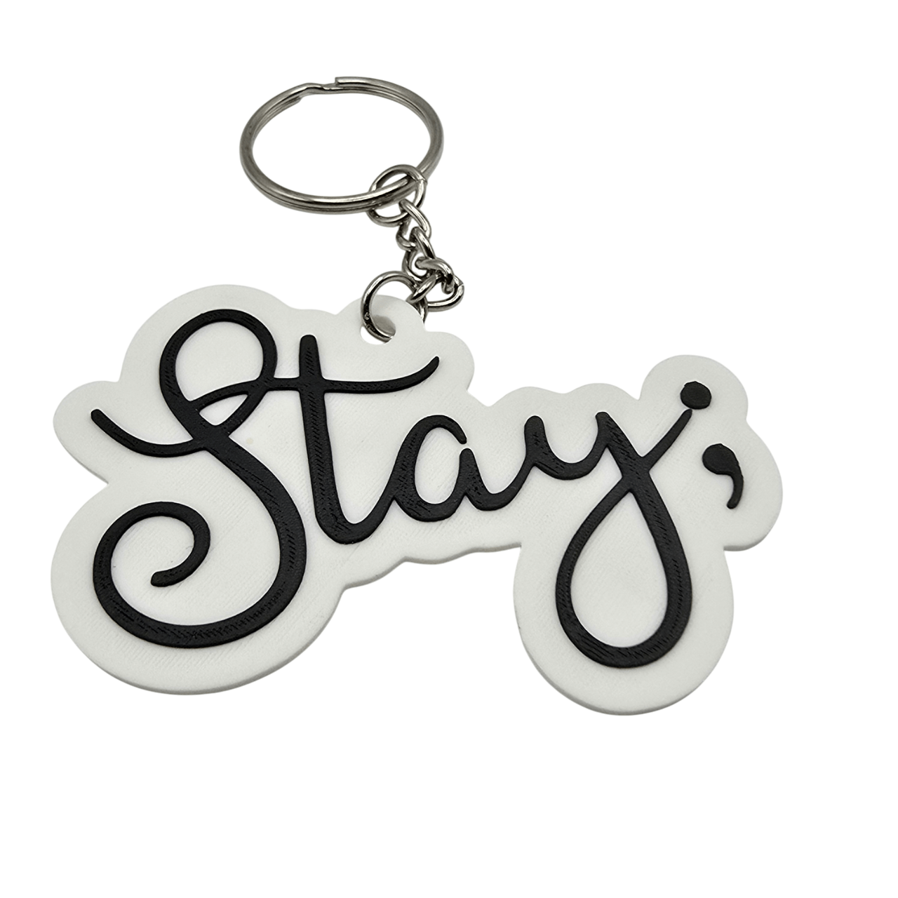 Stay Semicolon Keychain - Erratically Eccentric Creations