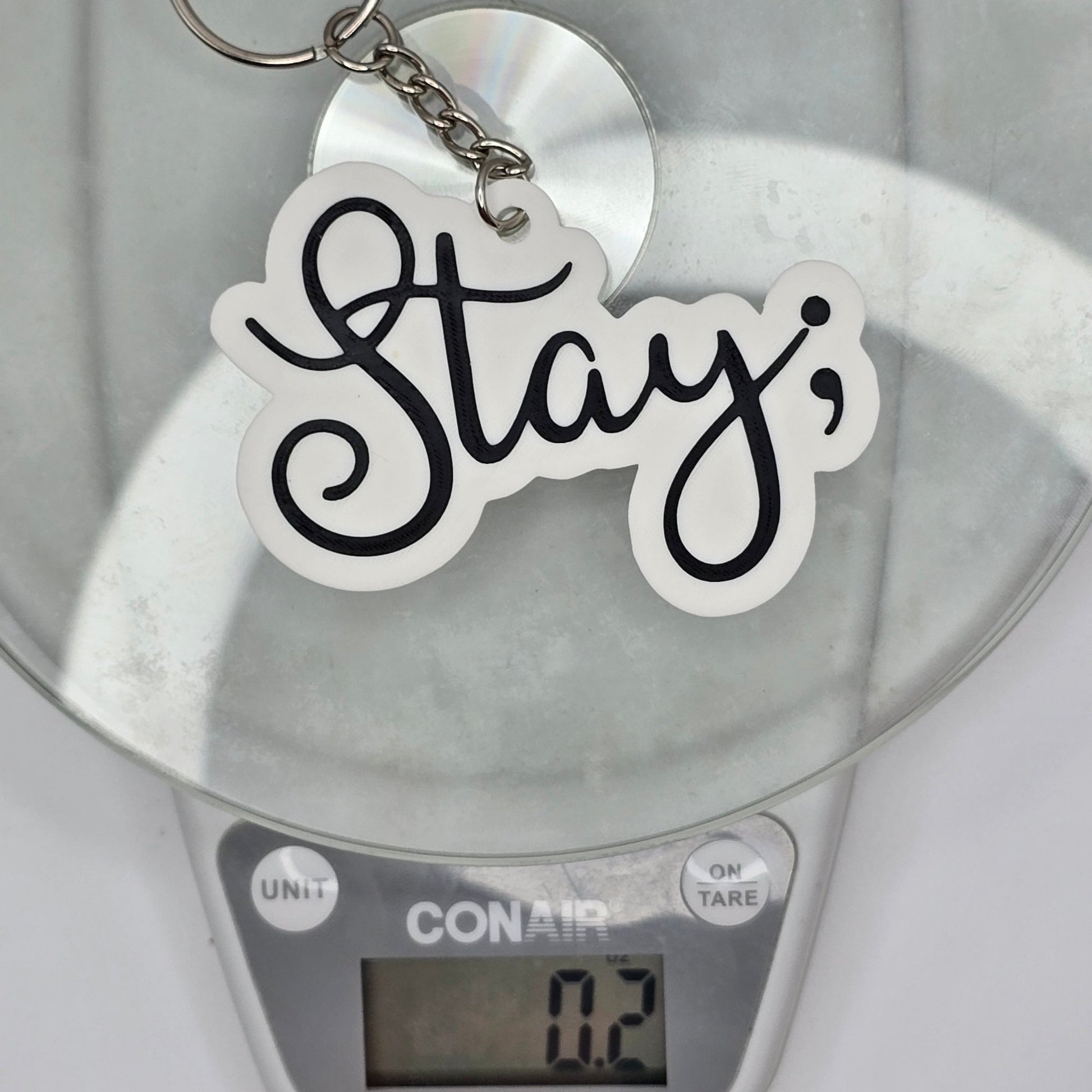 Stay Semicolon Keychain - Erratically Eccentric Creations