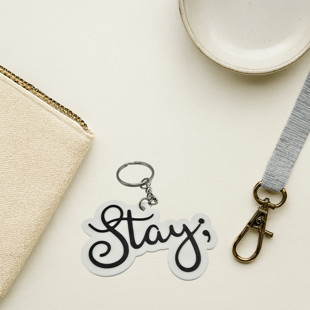 Stay Semicolon Keychain - Erratically Eccentric Creations
