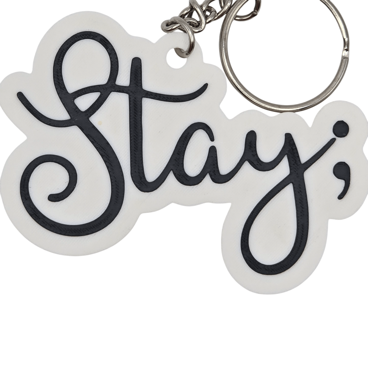 Stay Semicolon Keychain - Erratically Eccentric Creations