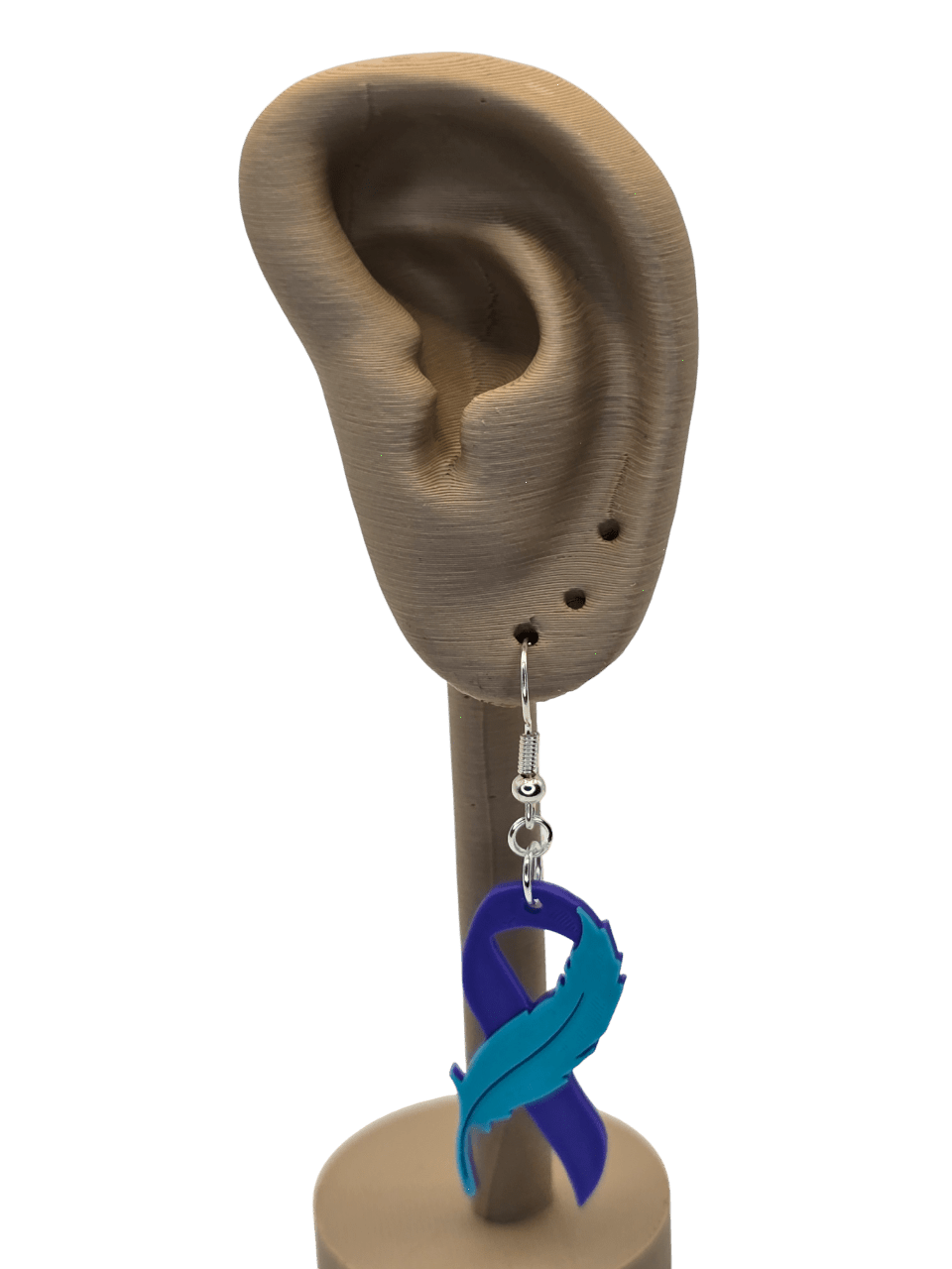 Suicide Prevention Feather Ribbon Earrings - Erratically Eccentric Creations