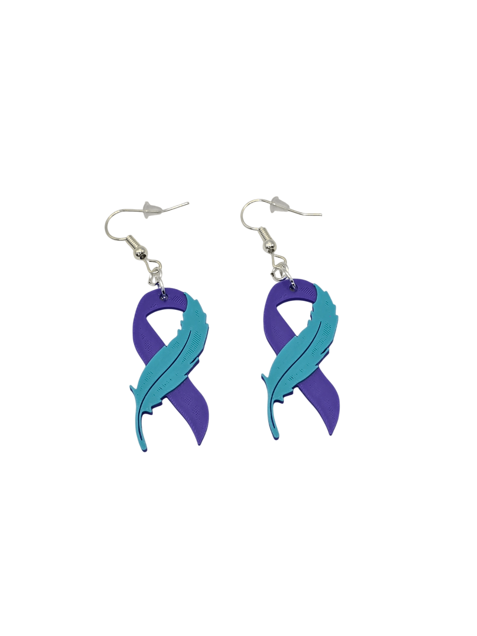 Suicide Prevention Feather Ribbon Earrings - Erratically Eccentric Creations