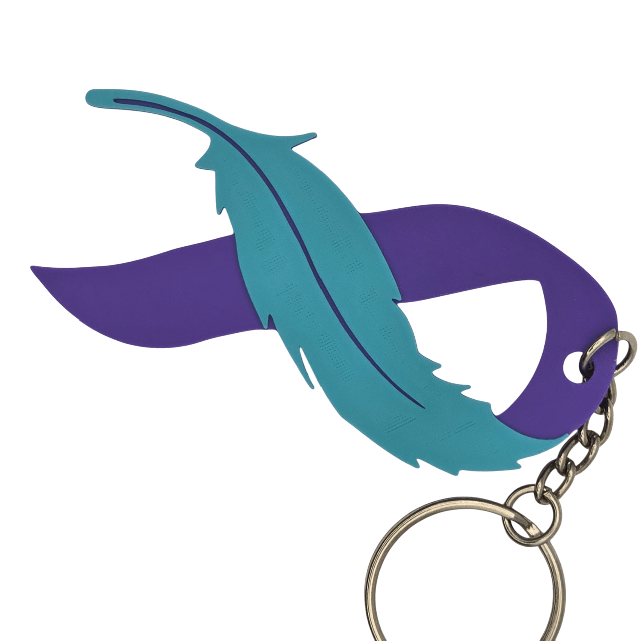 Suicide Prevention Feather Ribbon Keychain - Erratically Eccentric Creations
