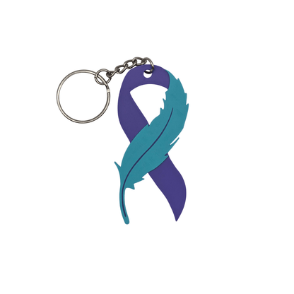 Suicide Prevention Feather Ribbon Keychain - Erratically Eccentric Creations
