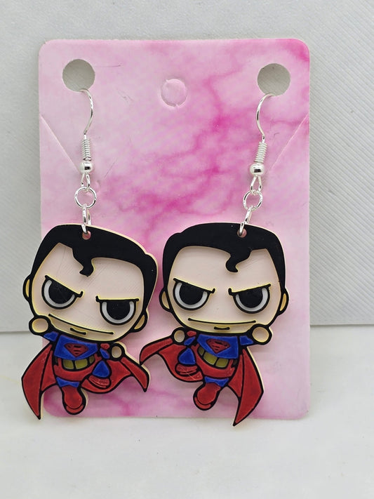 Superman Chibi Earrings - Erratically Eccentric Creations