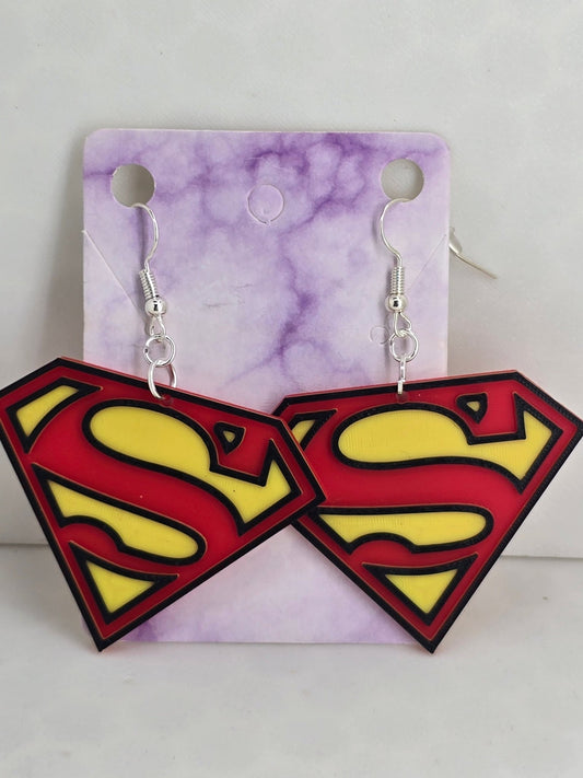 Superman Logo Earrings - Erratically Eccentric Creations