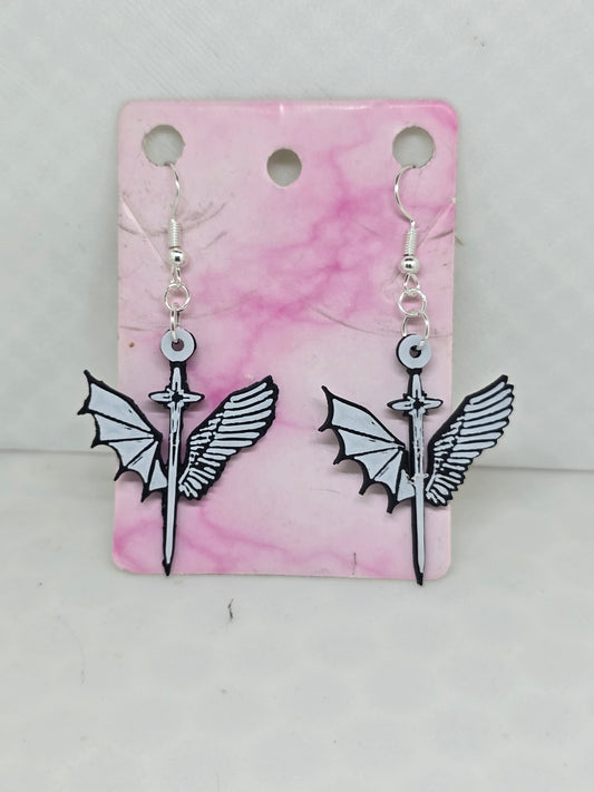Sword with Wings (White version) Earrings