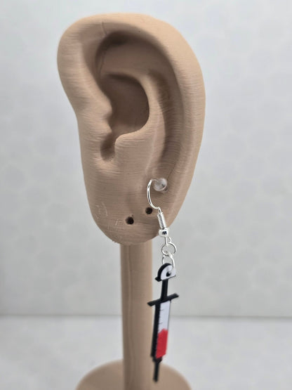 Syringe Earrings 3D Printed - Erratically Eccentric Creations