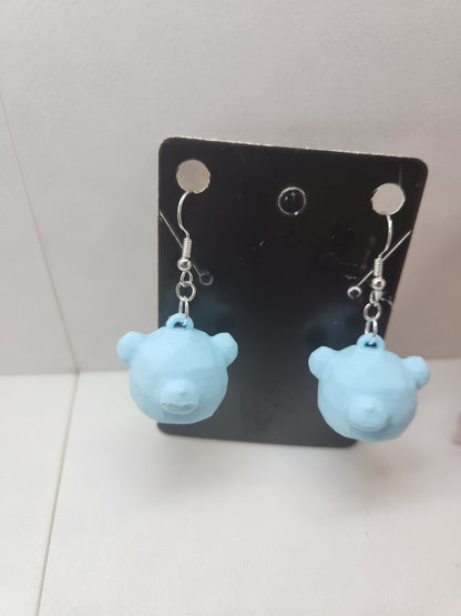 Low Poly Teddy Bear Head Earrings - 3D Printed
