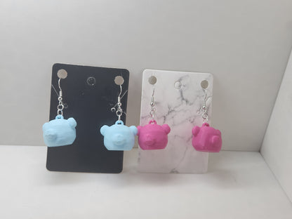 Low Poly Teddy Bear Head Earrings - 3D Printed
