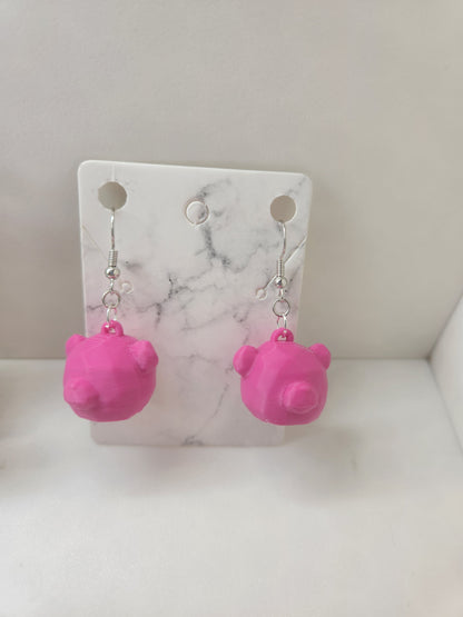 Low Poly Teddy Bear Head Earrings - 3D Printed