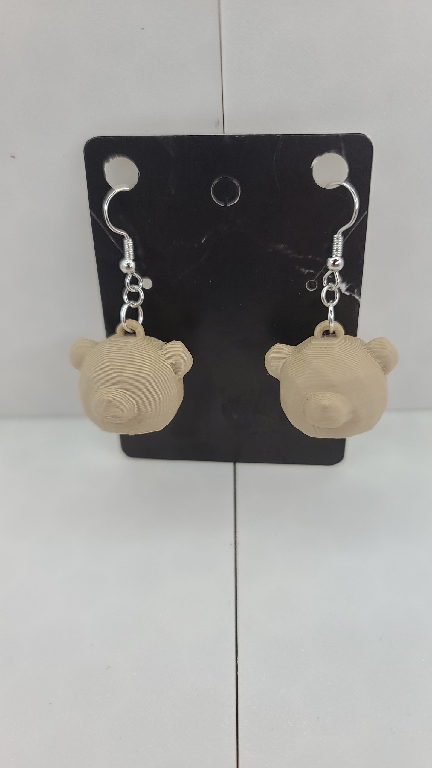 Teddy Bear Head Low Poly Earrings - 3D Printed Earrings!