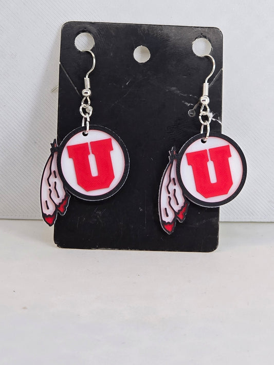 Utah Utes Earrings 3D Printed