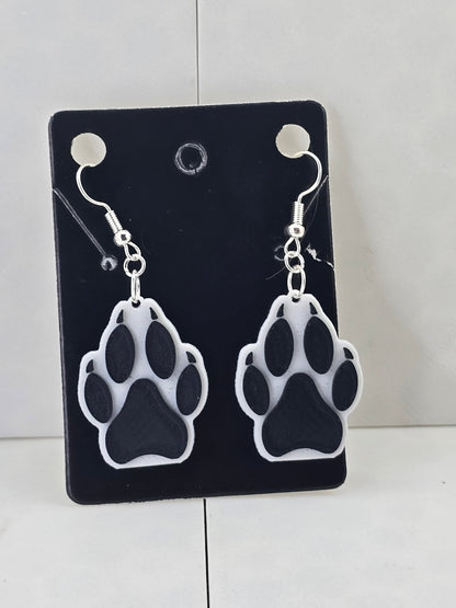 Wolf Paw Raised Earrings - 3D Printed - Erratically Eccentric Creations
