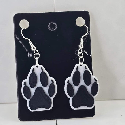 Wolf Paw Raised Earrings - 3D Printed - Erratically Eccentric Creations