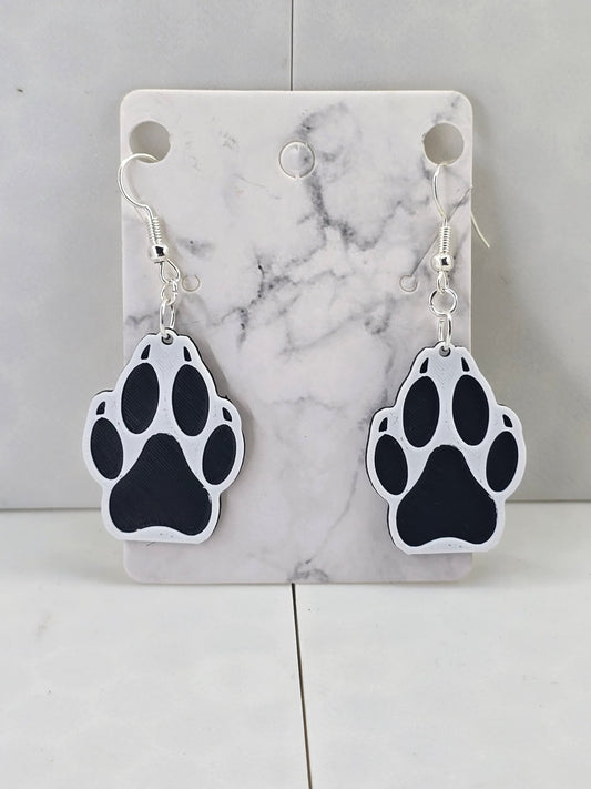 Wolf Paw Sunken Earrings - 3D Printed - Erratically Eccentric Creations