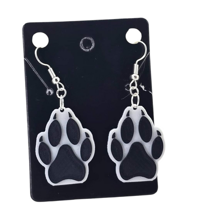 Wolf Paw Raised Earrings - 3D Printed