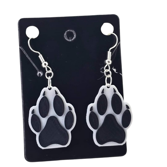 Wolf Paw Raised Earrings - 3D Printed