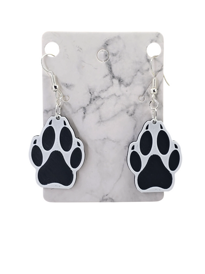 Wolf Paw Sunken Earrings - 3D Printed