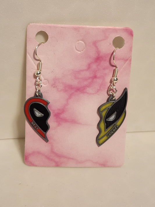 Wolverine Deadpool Earrings 3D Printed